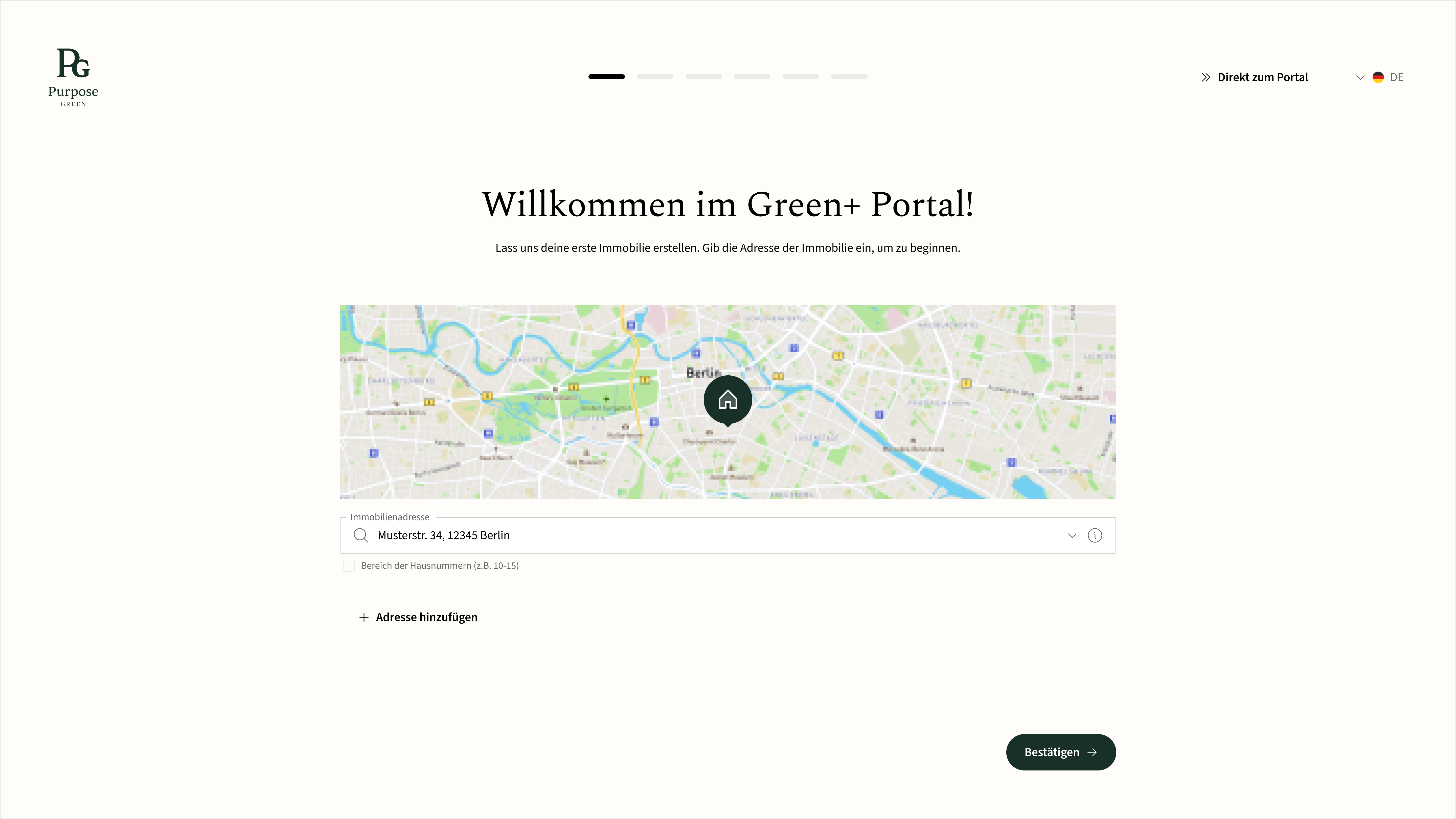 Property address entry step of the onboarding flow